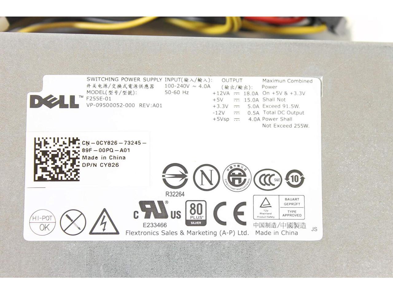 Dell Optiplex 760 780 960 Desktop Power Supply PSU F255E-01 V6V76